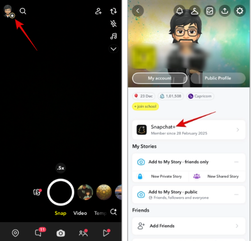 Visit snapchat profile icon iOS.