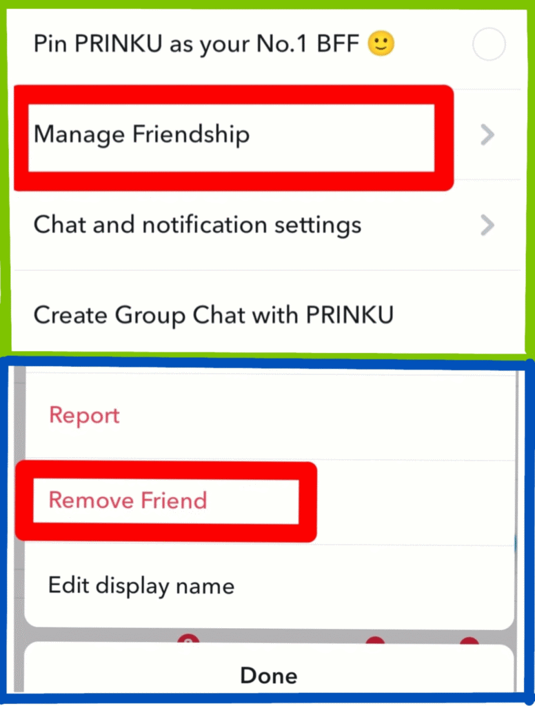 Manage and remove friends snapchat images